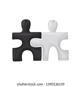 Stylish salt and pepper shaker in the form of puzzle elements. Vector illustration.