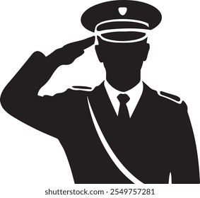 Silhueta elegante Saluting Soldier para itens de presente patriótico