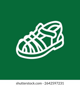 A stylish sandal vector art. Perfect for summer promotions or fashion themed projects with its clean lines and attractive emerald green color.