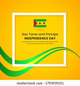 Stylish Sao Tome and Principe country independence day concept illustration with tricolors wave on classic greeting background