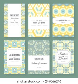 Stylish save the date or wedding invitation card collection. Vector romantic card template. Perfect for wedding invitations, wedding cards, baby shower.