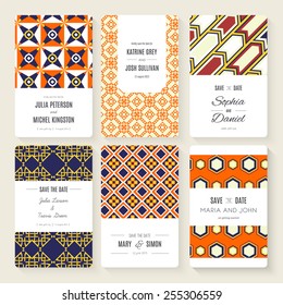 Stylish save the date or wedding invitation card collection. Vector romantic card template. Perfect for wedding invitations, wedding cards, baby shower.