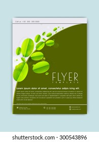 Stylish Save Nature flyer, banner or template with fresh green leaves.
