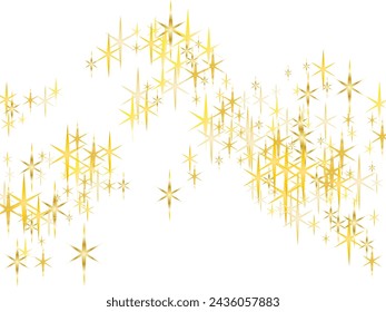Stylish Scattered Starry Elements Pattern. Magic gold sparkle texture vector star background. 
