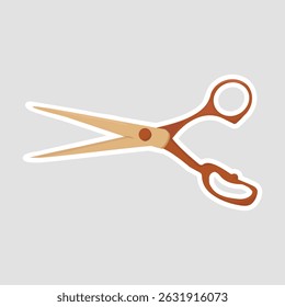 Stylish Scissors Vector Illustration Sticker. Cartoon-style vector illustration of open scissors, perfect for crafts, beauty, and office supply designs