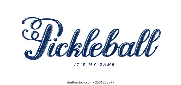 Stylish script lettering design for pickleball enthusiasts. Vector illustration on white background. T-shirt design