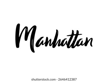 Stylish script typography highlights Manhattan, emphasizing urban elegance and charm