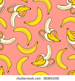 Stylish seamless background with bananas. Seamless vector pattern