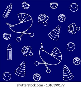 Stylish seamless background with children's accessories and toys.