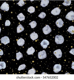 Stylish seamless background with circles and dots. Pattern mosaic on the background of oil paint stains.