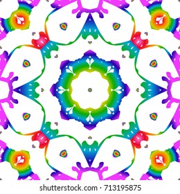 stylish seamless background with flower design. vector illustration. rainbow LGBT color