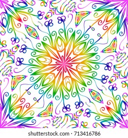 stylish seamless background with flower design. vector illustration. rainbow LGBT color