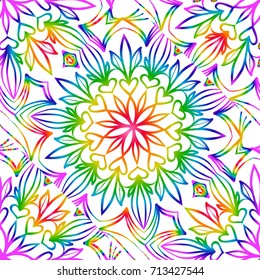 stylish seamless background with flower design. vector illustration. rainbow LGBT color