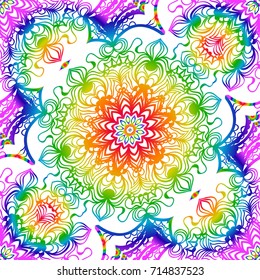 stylish seamless background with flower design. vector illustration. rainbow LGBT color