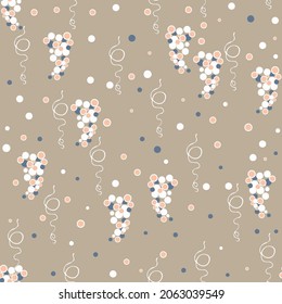 Stylish seamless beige background with dots in the form of grapes. Vector illustrations in pastel colors for wallpapers, fabrics, tiled printing, decor, packaging, linen products, finishing materials