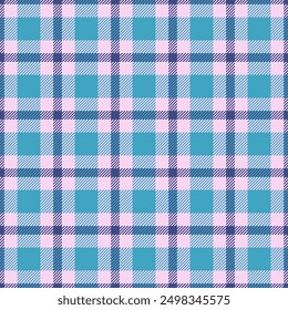 Stylish seamless check textile, revival pattern tartan background. Dress fabric vector texture plaid in light and cyan colors palette.