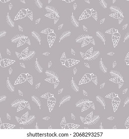 Stylish seamless Christmas background with fir branches and cones. Vector illustration suitable for winter christmas decor, print, wallpaper, decorations, packaging, textiles, covers