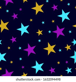 Stylish seamless festive background with colorful stars, decoration for the holiday. The ability to change the background. Vector EPS 10.
