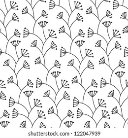 Stylish seamless floral pattern. Black and white. Vector illustration