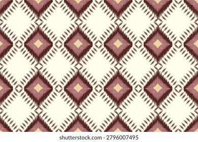 Stylish seamless geometric tribal pattern featuring handwoven-inspired diamond motifs . The design captures the authentic look of traditional ikat and ethnic textiles while maintaining a modern, versatile aesthetic. This seamless pattern is ideal for fashion fabrics, home décor, upholstery, wallpaper, and contemporary surface design projects. Perfect for bohemian, rustic, southwestern, and artisan-inspired collections.
