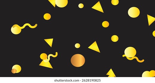 Stylish Seamless Golden Ring and Circle Pattern Flowing Over a Bold Black Canvas for Contemporary Fashion Themes
