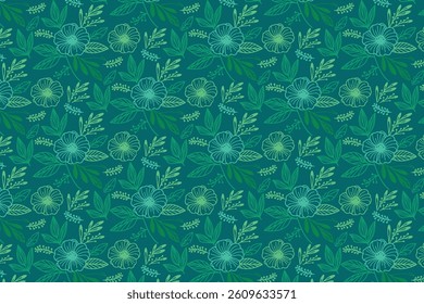 stylish seamless line art pattern featuring floral sketch elements for wrapping fashion women wear and fabric textures

