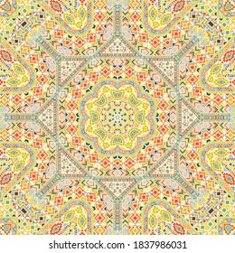 Elegante ornamento impecable con estructura de elementos geométricos. Diseño étnico marroquí. Impresión de tejido. Textura de elementos pequeños. Patrón de collage de vectores.