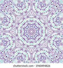 Stylish seamless ornament with geometric elements composition. Graphic mexican motif. Canvas print. Small elements symmetry. Vector collage pattern.