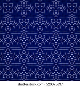 Stylish seamless pattern. Abstract floral design with elegant lines and scrolls. Arabesque.