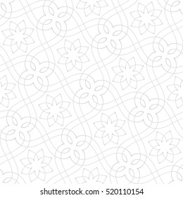 Stylish seamless pattern. Abstract floral design with elegant lines and scrolls. Arabesque.