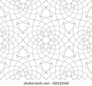 Stylish seamless pattern. Abstract floral design with elegant lines and scrolls. Arabesque.