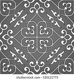 Stylish seamless pattern. Abstract floral design with elegant lines and scrolls. Arabesque.