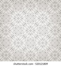 Stylish seamless pattern. Abstract floral design with elegant lines and scrolls. Arabesque.