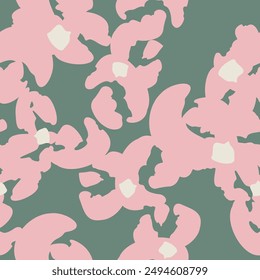 Stylish seamless pattern with abstract pink flowers. Vector square background, illustration, print, design