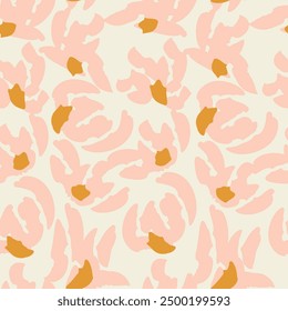 Stylish seamless pattern with abstract pink  flowers. Vector square background, illustration, print, design