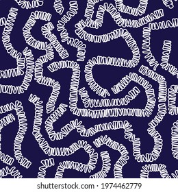 Stylish Seamless pattern with abstract swirled lines. Freehand brush strokes. Modern monochrome texture. Design for fashion , fabric, textile, wallpaper, web , wrapping and all prints on navy blue