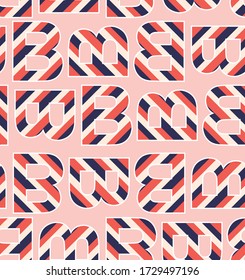 Stylish Seamless pattern in big “ B ” typo decoration with colorful stripe , Design for fashion, fabric,web ,wallpaper wrapping and all prints on light pink background color