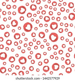 Stylish Seamless pattern a circle red color with heart. Perfect for your design, textile, pattern fills, box, posters, cards, web page background etc. Pattern under the mask. Vector.