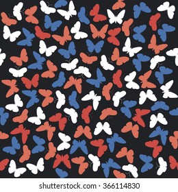 Stylish seamless pattern with colorful butterflies.  Vector background can be used for wrapping, packaging, tile, linen and wallpaper and textile design.