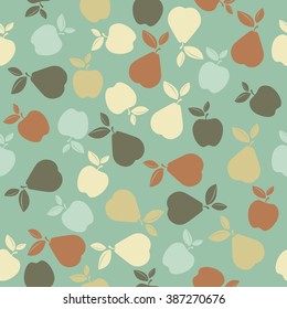 Stylish seamless pattern with cute fruits.  Perfect for wallpapers,  surface textures, textile, kids cloth, pattern fills, web page backgrounds and more creative designs. 