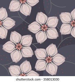 Stylish seamless pattern with cute Sakura  flowers can be used for linen, napkin designs, textile, wallpaper and more creative designs.