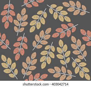 Stylish seamless pattern with decorative leaves. Vector image can be used for linen, tile, wallpaper, autumn background and more designs.