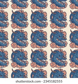 Stylish seamless pattern with dragon heads. Symbol of the new lunar year. Vector background, design