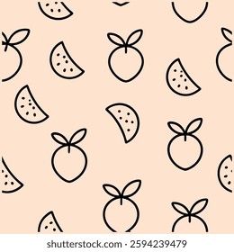  A stylish seamless pattern featuring elegant fruit illustrations. Perfect for textiles, wallpapers, packaging, and branding. High-quality, editable, and ideal for creative projects.