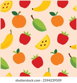  A stylish seamless pattern featuring elegant fruit illustrations. Perfect for textiles, wallpapers, packaging, and branding. High-quality, editable, and ideal for creative projects.