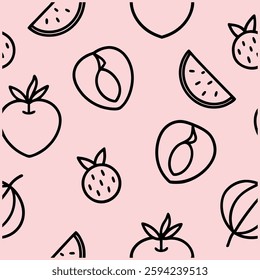  A stylish seamless pattern featuring elegant fruit illustrations. Perfect for textiles, wallpapers, packaging, and branding. High-quality, editable, and ideal for creative projects.