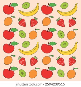  A stylish seamless pattern featuring elegant fruit illustrations. Perfect for textiles, wallpapers, packaging, and branding. High-quality, editable, and ideal for creative projects.