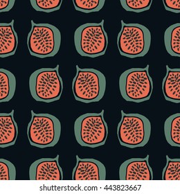 Stylish seamless pattern with figs. textures.