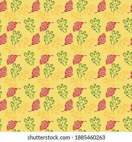stylish seamless pattern with floral print of leaves and flowers