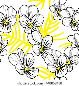
Stylish seamless pattern with forget-me-not . Vector freehand drawing . delicate flowers and leaves .